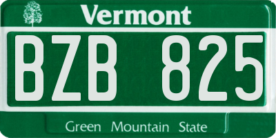 VT license plate BZB825