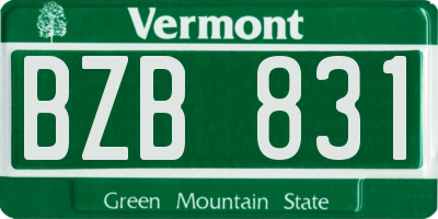 VT license plate BZB831