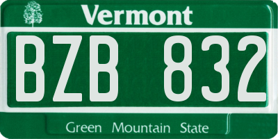 VT license plate BZB832
