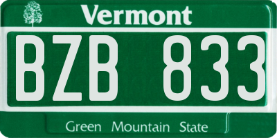 VT license plate BZB833