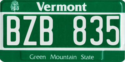 VT license plate BZB835