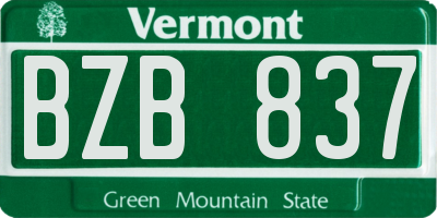VT license plate BZB837