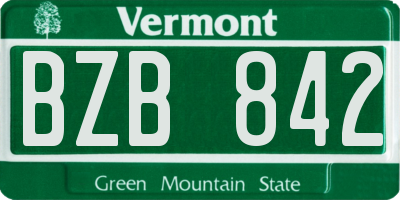 VT license plate BZB842