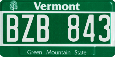 VT license plate BZB843