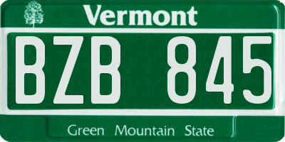 VT license plate BZB845
