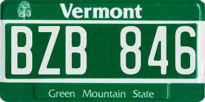 VT license plate BZB846