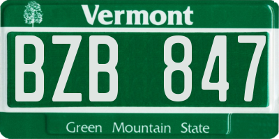 VT license plate BZB847