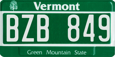 VT license plate BZB849