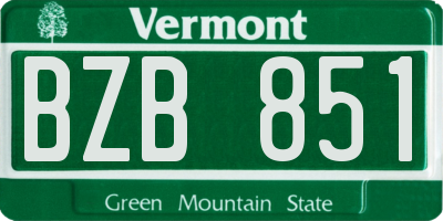 VT license plate BZB851