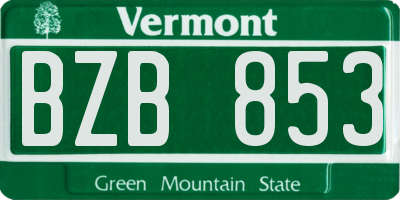 VT license plate BZB853