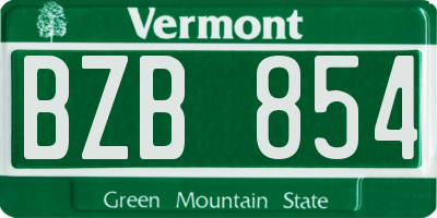 VT license plate BZB854