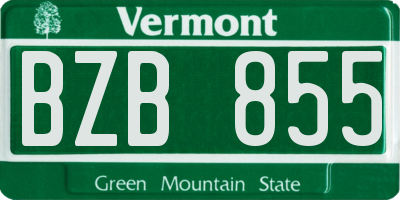 VT license plate BZB855