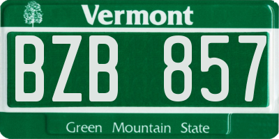 VT license plate BZB857