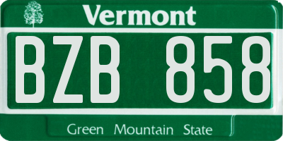 VT license plate BZB858
