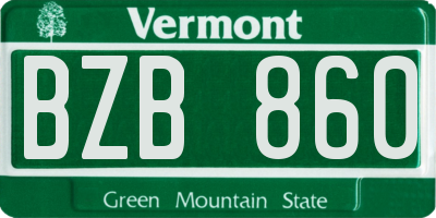 VT license plate BZB860