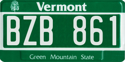 VT license plate BZB861