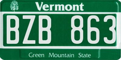 VT license plate BZB863