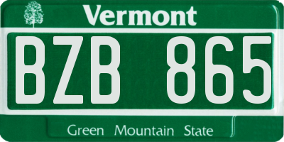 VT license plate BZB865
