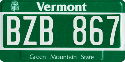 VT license plate BZB867