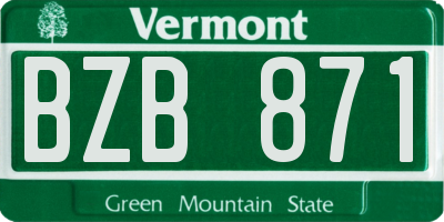 VT license plate BZB871