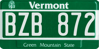 VT license plate BZB872