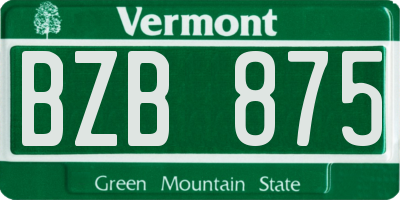 VT license plate BZB875
