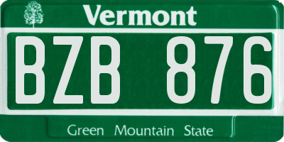 VT license plate BZB876