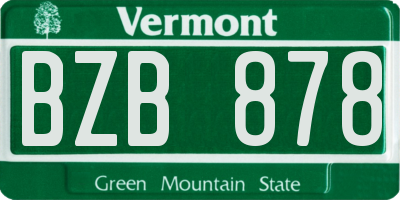 VT license plate BZB878