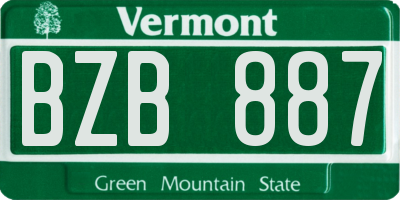 VT license plate BZB887