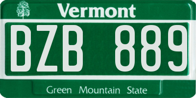 VT license plate BZB889
