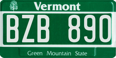 VT license plate BZB890
