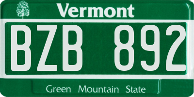 VT license plate BZB892