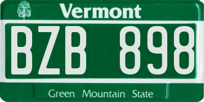 VT license plate BZB898