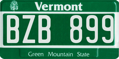 VT license plate BZB899