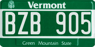 VT license plate BZB905