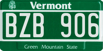 VT license plate BZB906