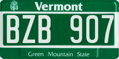 VT license plate BZB907