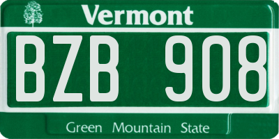 VT license plate BZB908