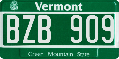 VT license plate BZB909