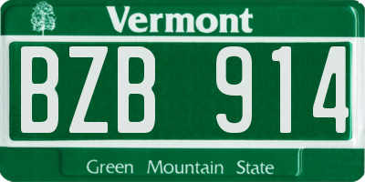 VT license plate BZB914