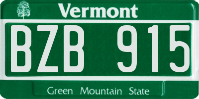VT license plate BZB915