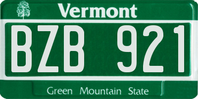 VT license plate BZB921