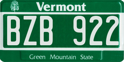 VT license plate BZB922