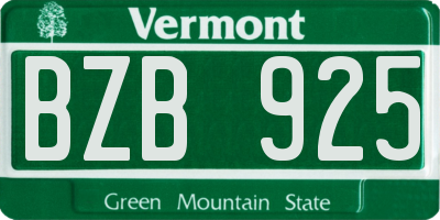 VT license plate BZB925