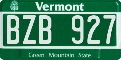 VT license plate BZB927