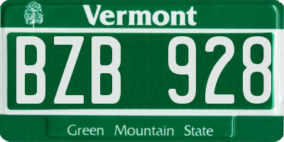 VT license plate BZB928