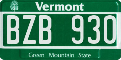 VT license plate BZB930