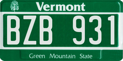 VT license plate BZB931