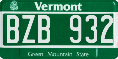 VT license plate BZB932