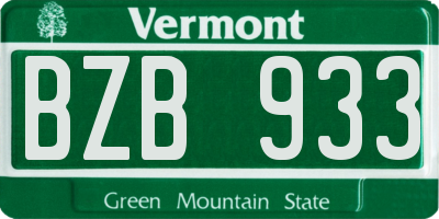 VT license plate BZB933